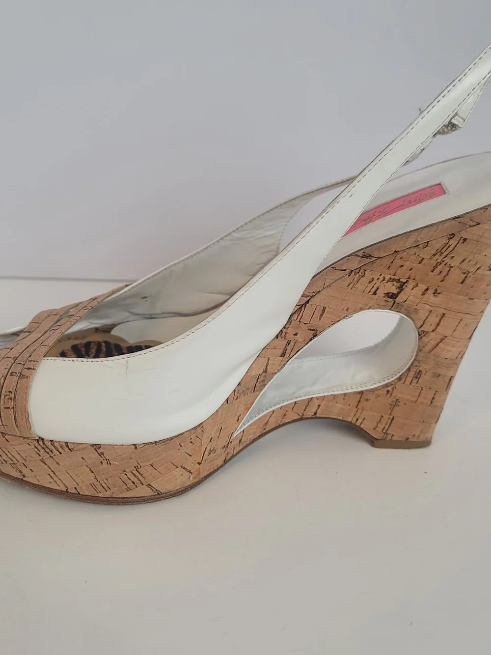 Betsey Johnson June Leather Cork Platform High Heel Wedge Sandals Cork Straps 10